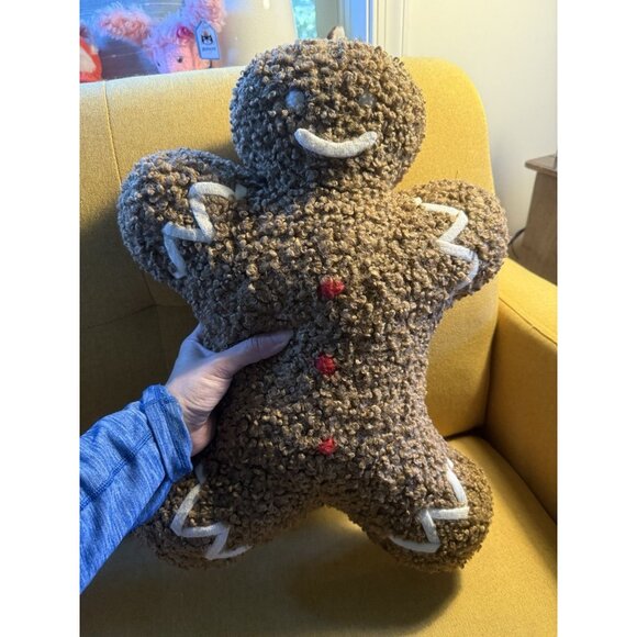 Pottery Barn Mr Spice Gingerbread Man Throw Pillow Teddy Christmas Cookie 18" - Picture 5 of 7
